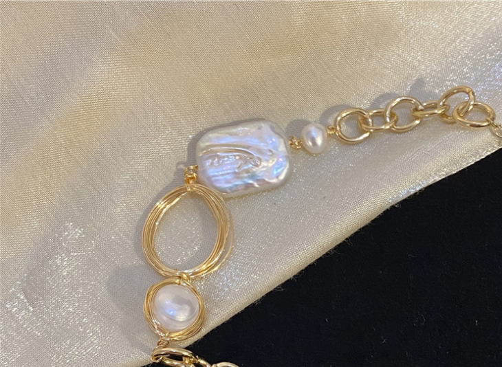 Miniaturbild: Echte Barock Perlen vergoldet Kette Armband Modern Romantisch chic