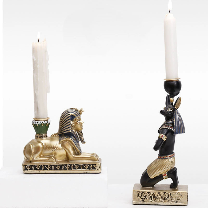 Miniaturbild: ägyptisch Kerzenständer Kerzenhalter Figur Abinus Sphinx Nephthys Katen Deko