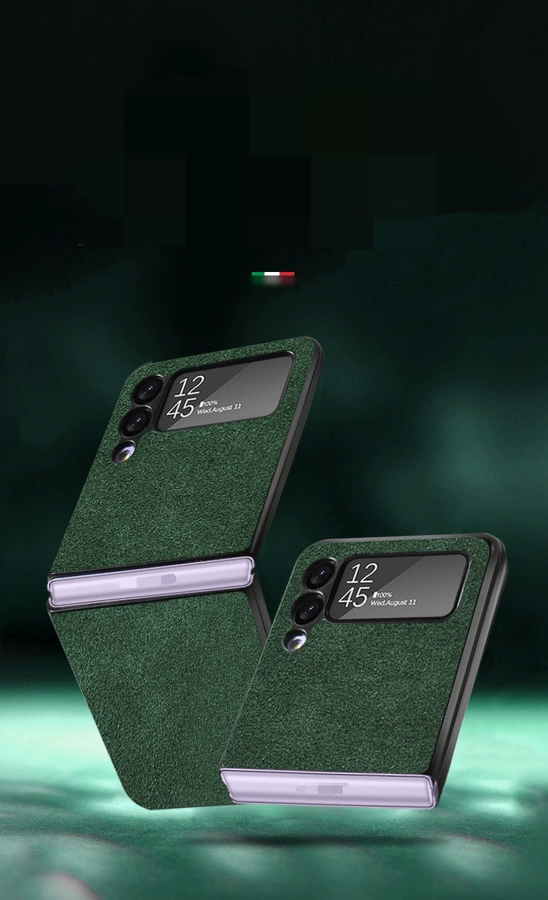 Alcantara Leder Handyhülle Samsung Z Flip 3 5G Etuis Schutzfolie Phone case