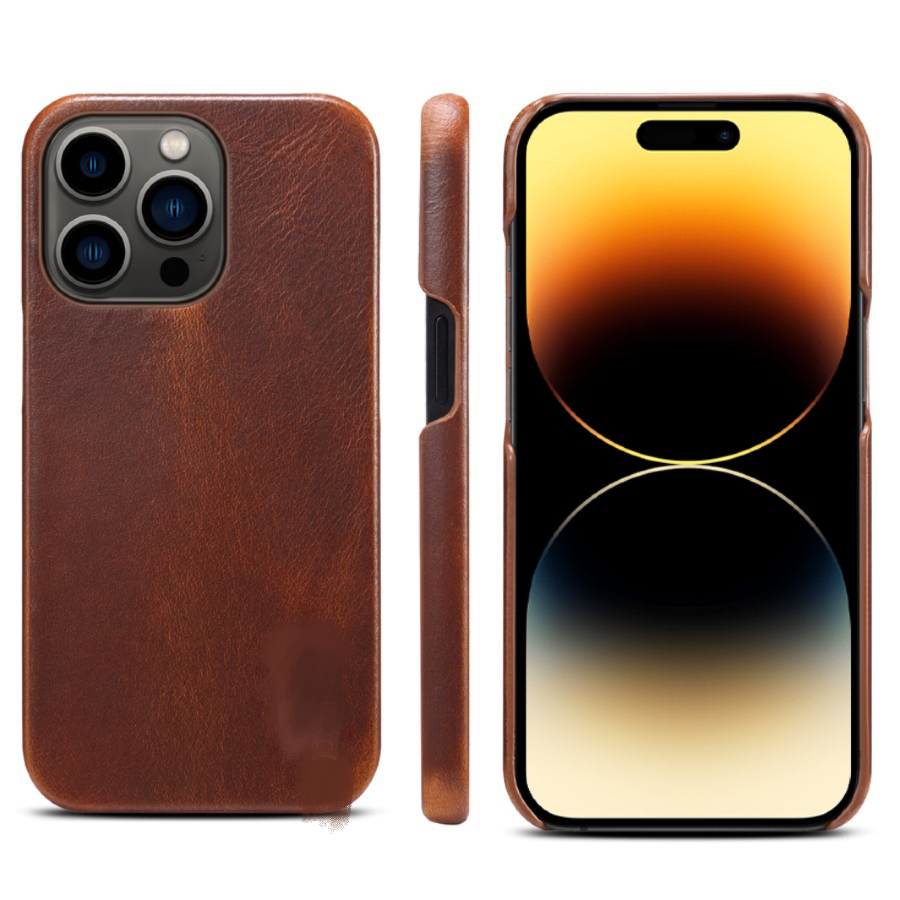 Miniaturbild: Leder Handyhülle mit Kameraschutz für Apple iPhone 14 Plus Pro Max