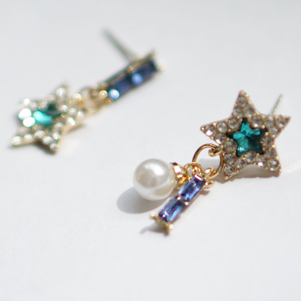 Blaue Sterne Krystal Ohrringe Ohrstecker S925 Silber