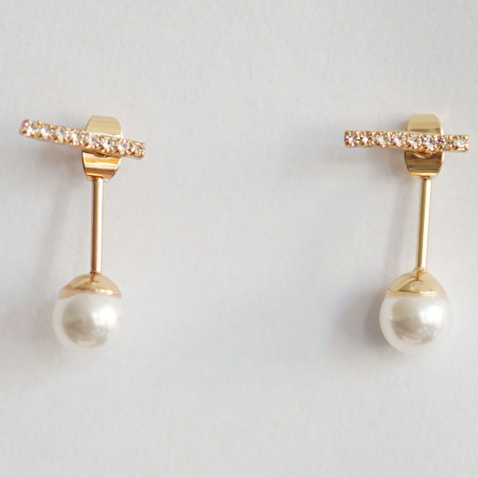 Miniaturbild: Perle Golden Ohrringe S925 Silber