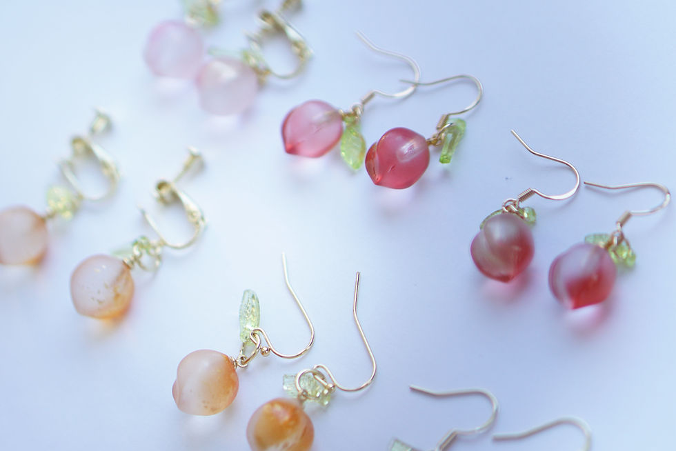Miniaturbild: Pfirsch Rosa/Orange Obst Ohrringe Sommer Frisch Elegant Modern chic Schmuck