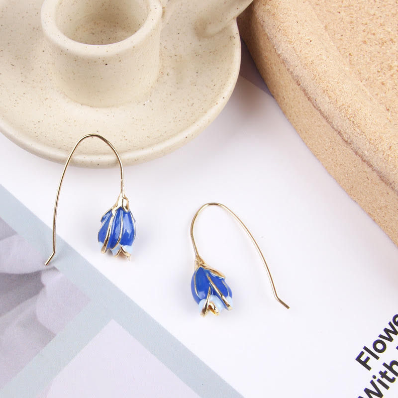 Miniaturbild: Tulpen Blumen lange Ohrringe Ohrstecker S925 Silber 3 Farben