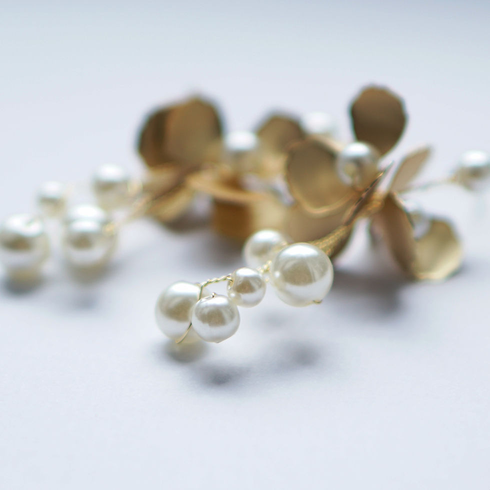 Miniaturbild: Goldene Blumen Perlen Ohrringe S925 Silber süß Romantisch Modern Vintage