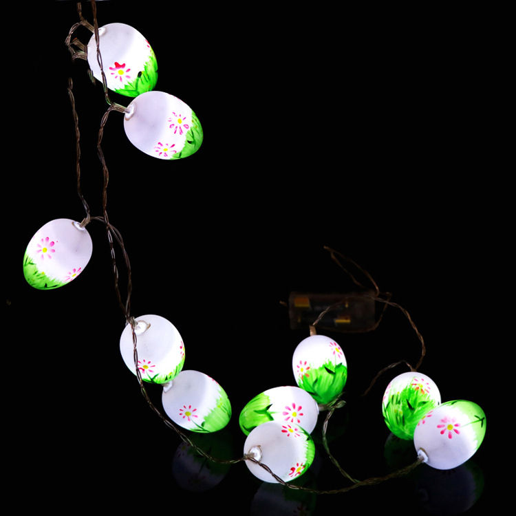 Miniaturbild: 10er Grüne Lichterkette Flagge Osterhase Ostereier Windspiele Frühling