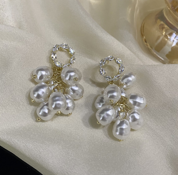 Miniaturbild: Perlen Zirkonia Krystal Ohrstecker Ohrringe S925 Silber süß Romantisch Elegant