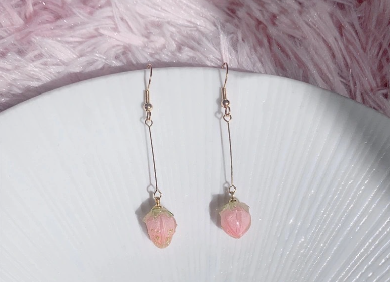 Miniaturbild: Erdbeere Obst Natur Ohrstecker Ohrringe S925 Silber Romantisch Elegant Schmuck