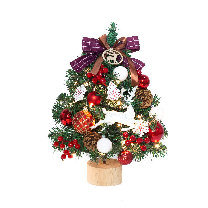 Miniaturbild: 45cm Mini Weihnachtsbaum DekoSet LED-Lichterketten Gold Rot Obst Diamantbaum