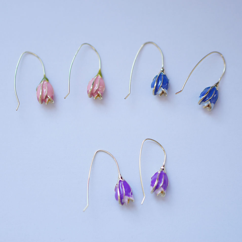 Miniaturbild: Tulpen Blumen lange Ohrringe Ohrstecker S925 Silber 3 Farben