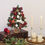 Miniaturbild: 45cm Mini Weihnachtsbaum DekoSet LED-Lichterketten Gold Rot Obst Diamantbaum