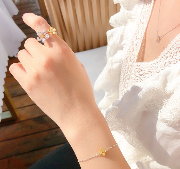 Miniaturbild: Elegant Ringe Blumen Verlobungsringe Modern Gelb Zirkonia Romantisch süß natur