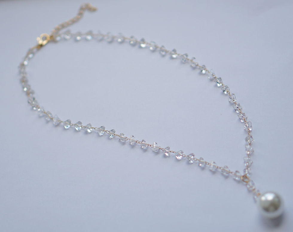 Miniaturbild: Perlen Krystal transparent lange Halskette Kette Anhänger