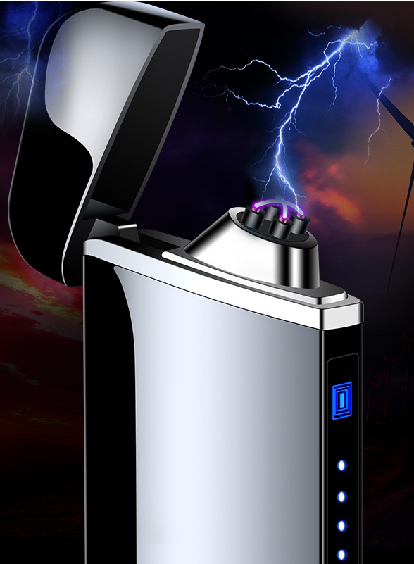 Miniaturbild: Regenbogen Dual Arc Plasma Feuerzeug Lichtbogen USB Aufladbar Winddicht