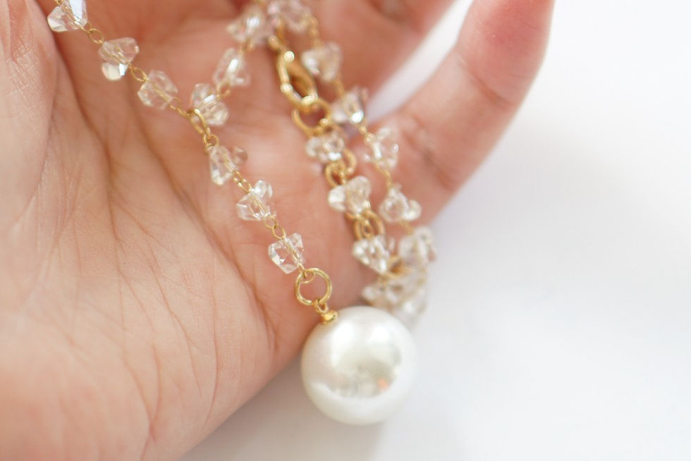 Miniaturbild: Perlen Krystal transparent lange Halskette Kette Anhänger
