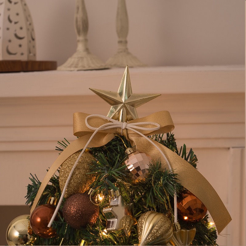Miniaturbild: 45cm Mini Weihnachtsbaum DekoSet LED-Lichterketten Gold Rot Obst Diamantbaum