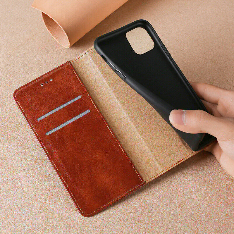 Miniaturbild: Faltbare Leder Handyhülle Etui Tasche 2x Kartenfächer Apple iPhone 13 Pro Max