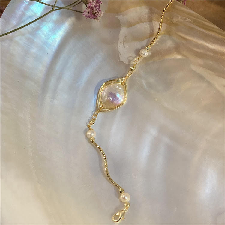 Miniaturbild: Barock echte Perle Armband vergoldet Perlen Armband
