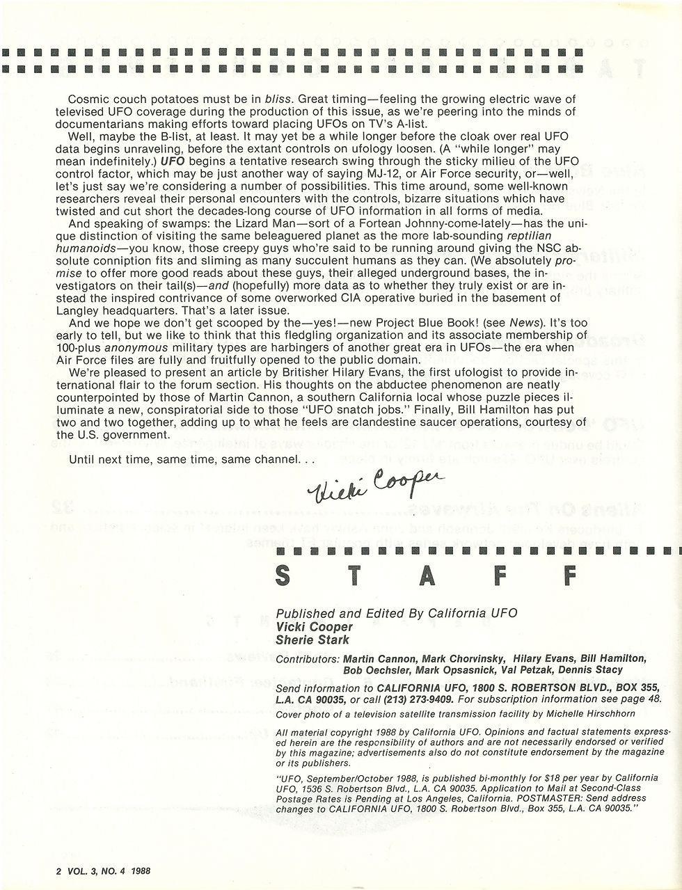Thumbnail: UFO Magazine Volume 3 Number 4