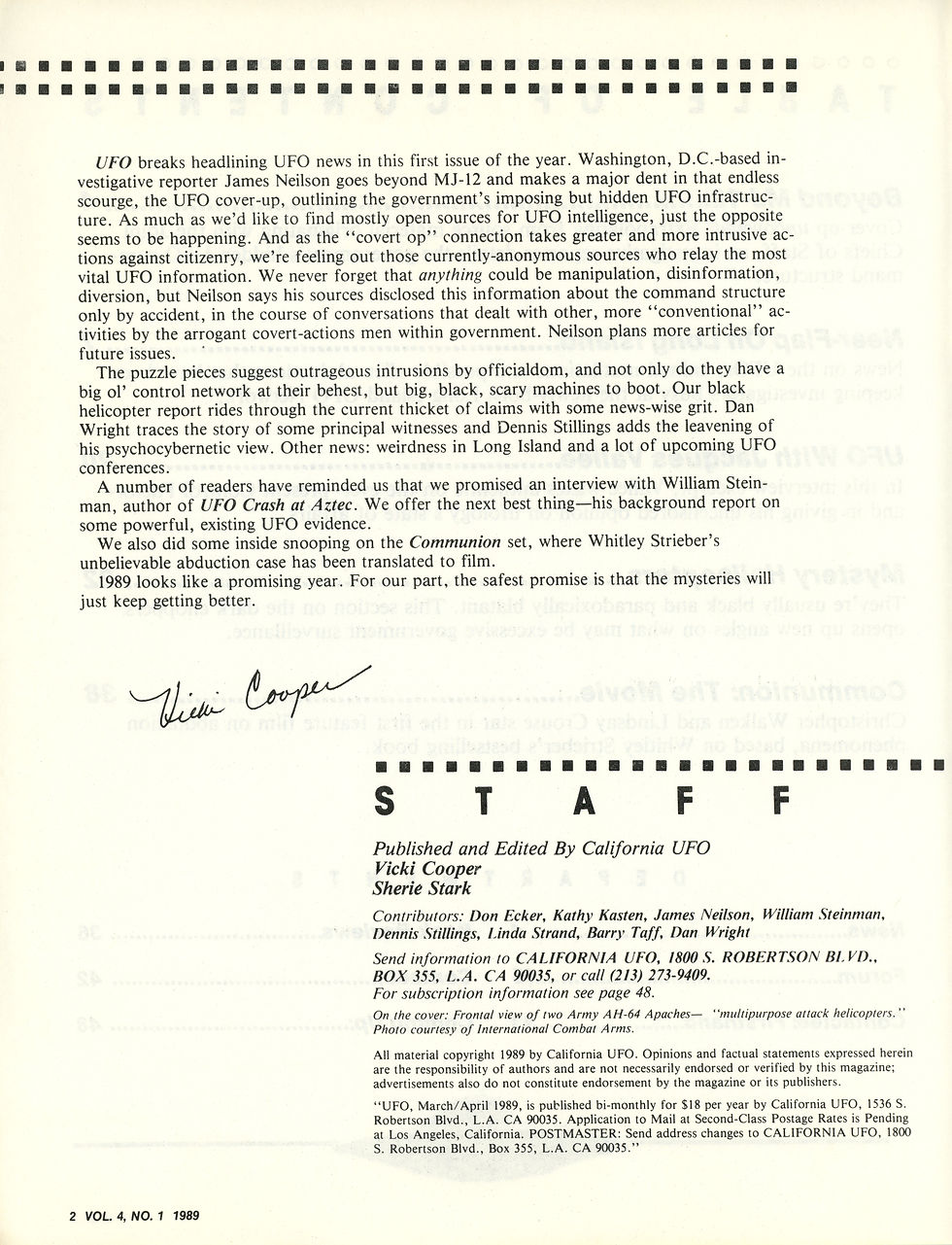 Thumbnail: UFO Magazine Volume 4 Number 1 1989