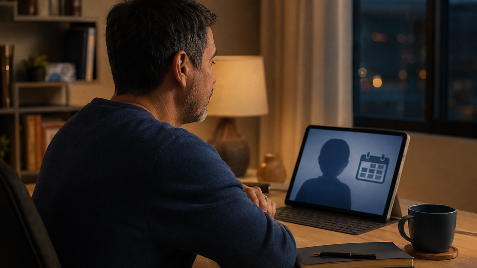 Padre mantiene una videollamada segura con su hijo mientras viven en países distintos