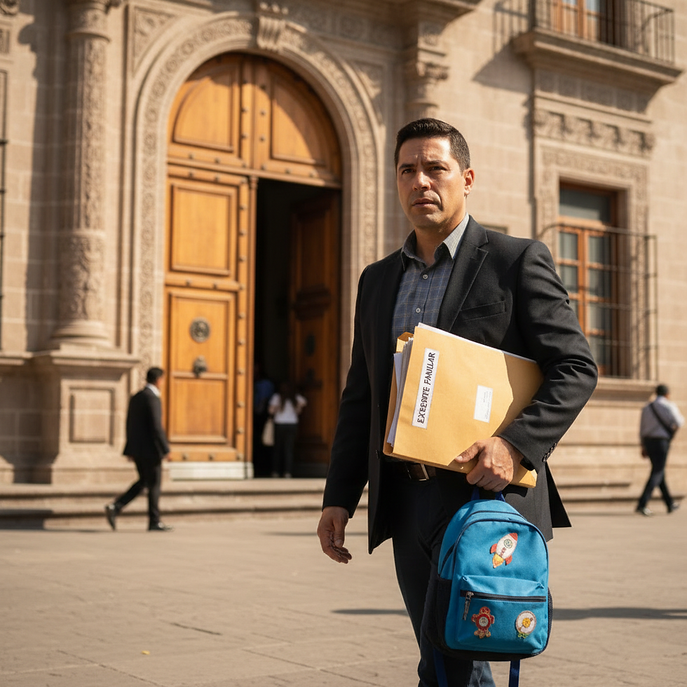 Padre saliendo de un tribunal después de una absolución penal