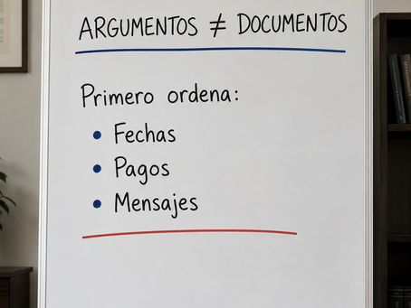 Pizarrón de Hombre Blindado sobre ordenar documentos y acuerdos antes de una separación.