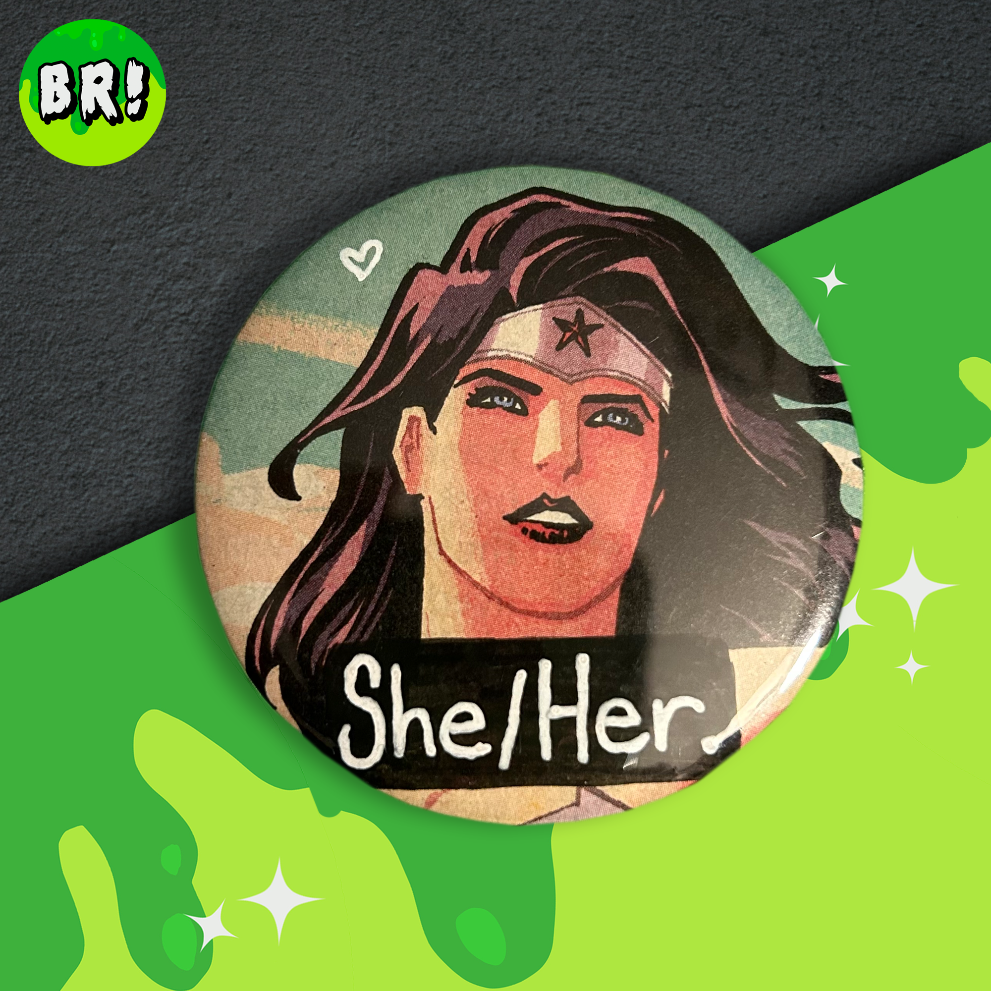 Wonder Woman 'She/Her' 58mm Pin Badge