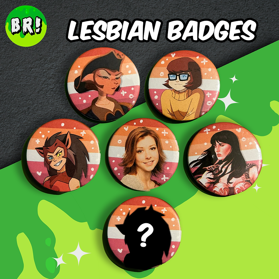 LGBTQA+ Lesbian Character 38mm Pin Badges