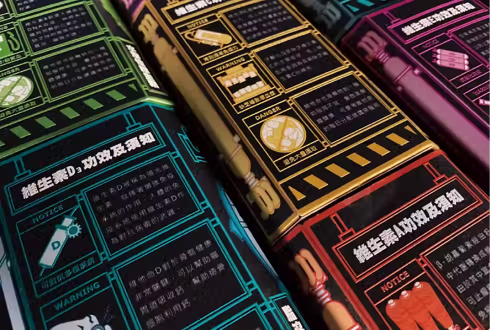 包裝盒背面功效與須知設計