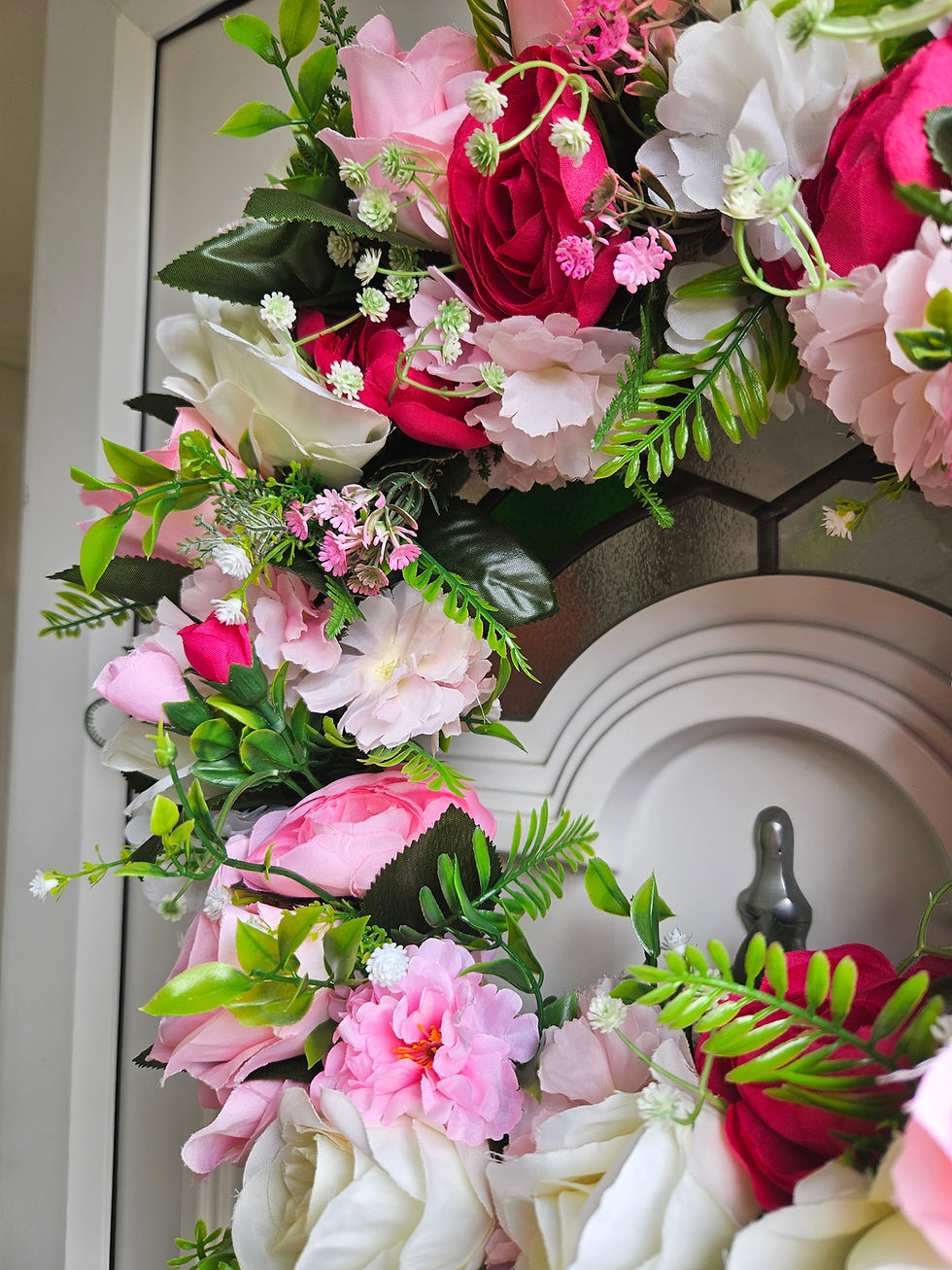 Thumbnail: Rose Blossom - Pink and White Summer Wreath - IN STOCK - FREE UK P+P £58