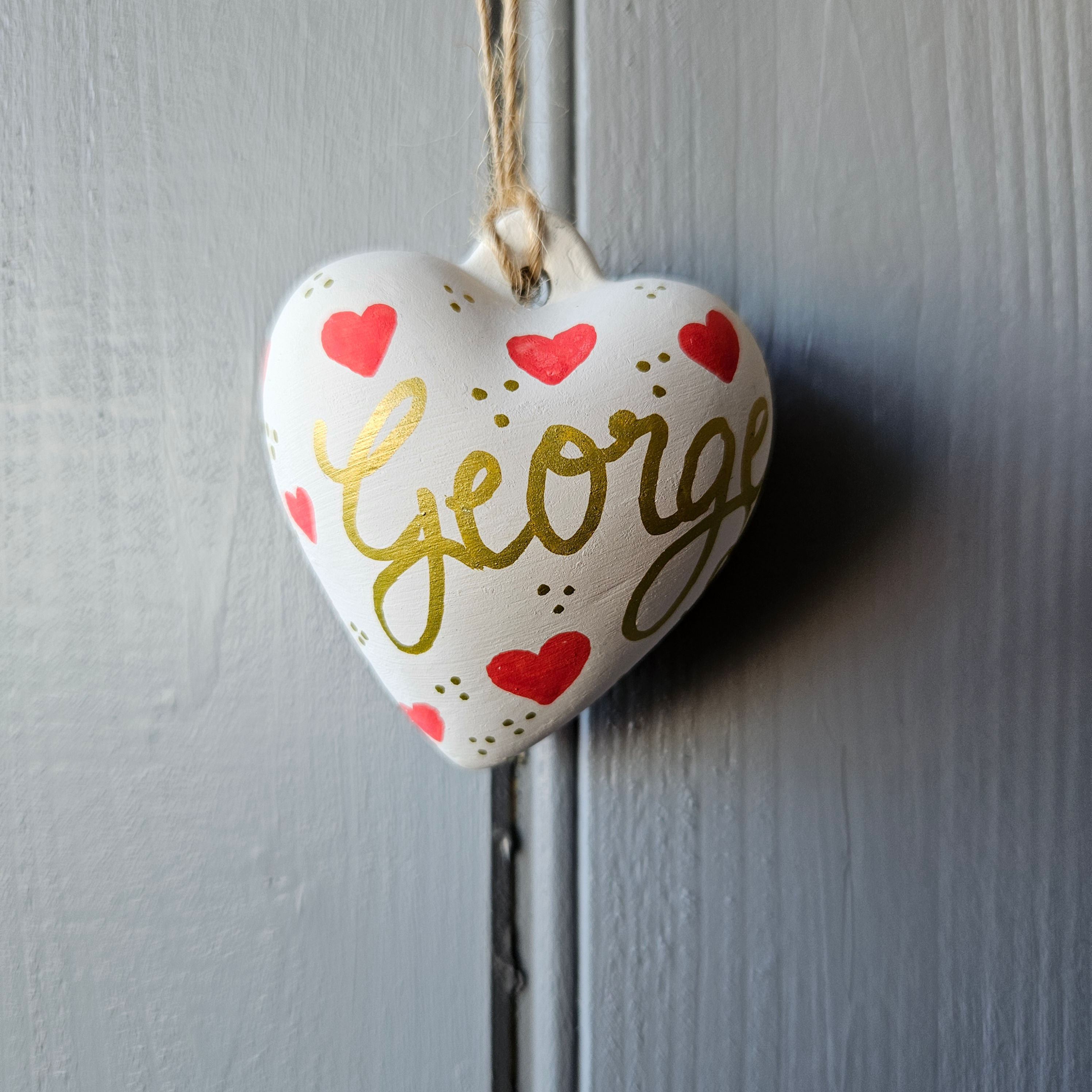 VALENTINE HEART BAUBLE PERSONALISED - 6cm x 7cm