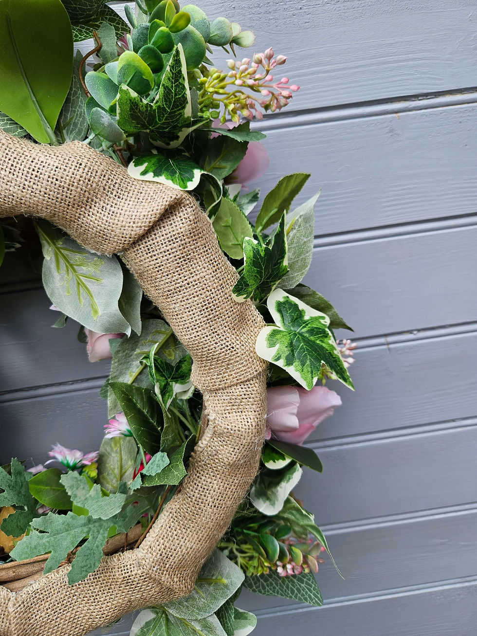 Thumbnail: 'HELEN' - Dusky deep pink rose, daisy and peony wreath SOLD