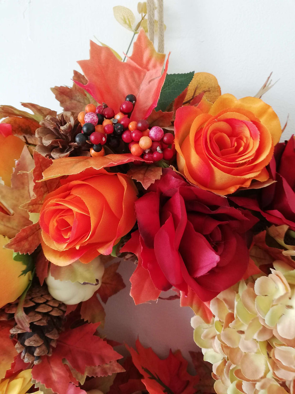 Thumbnail: Sunflower, Rose, Hydrangea Autumn Wreath - SOLD