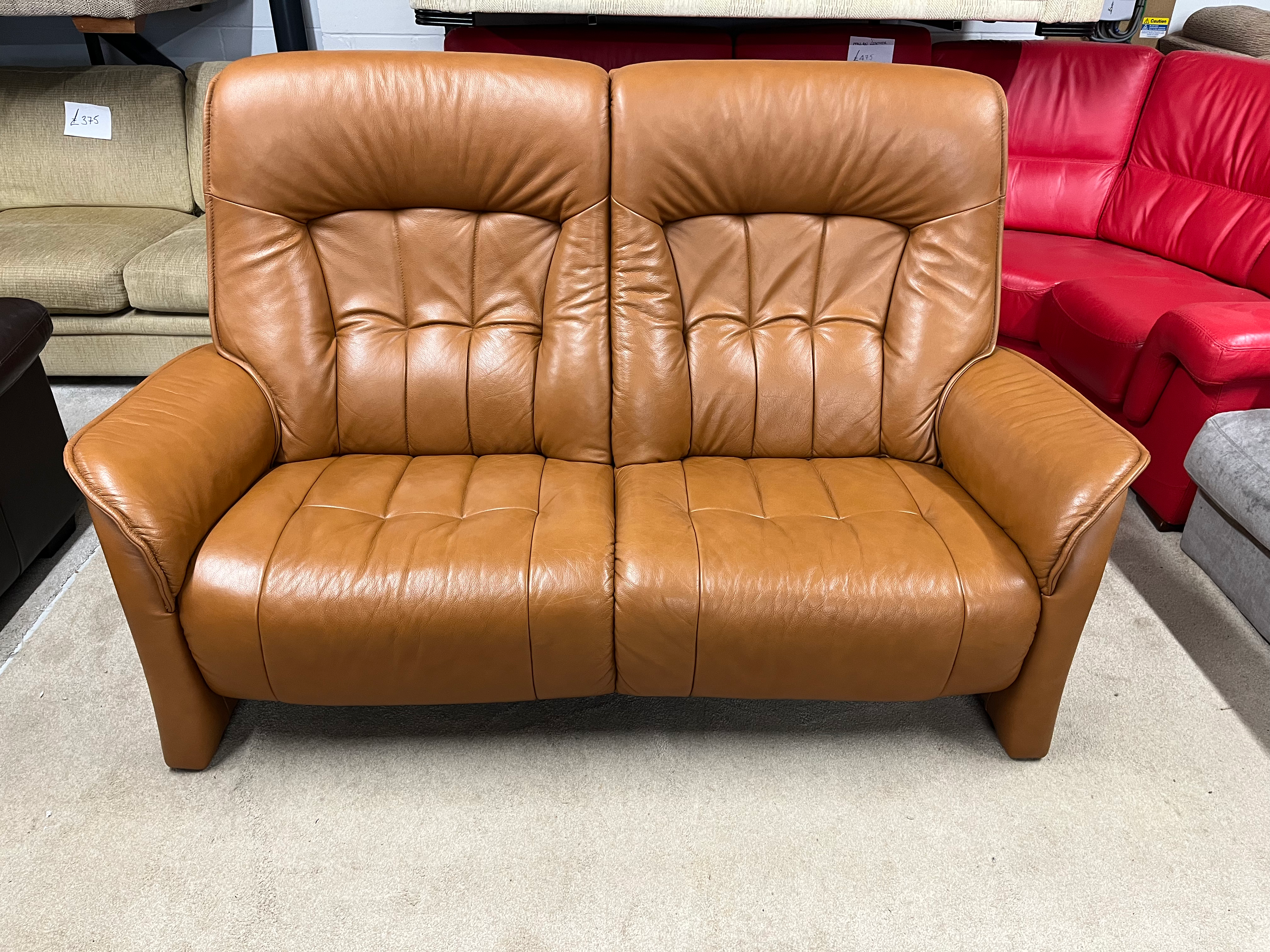 Himolla brown leather 2 seater sofa