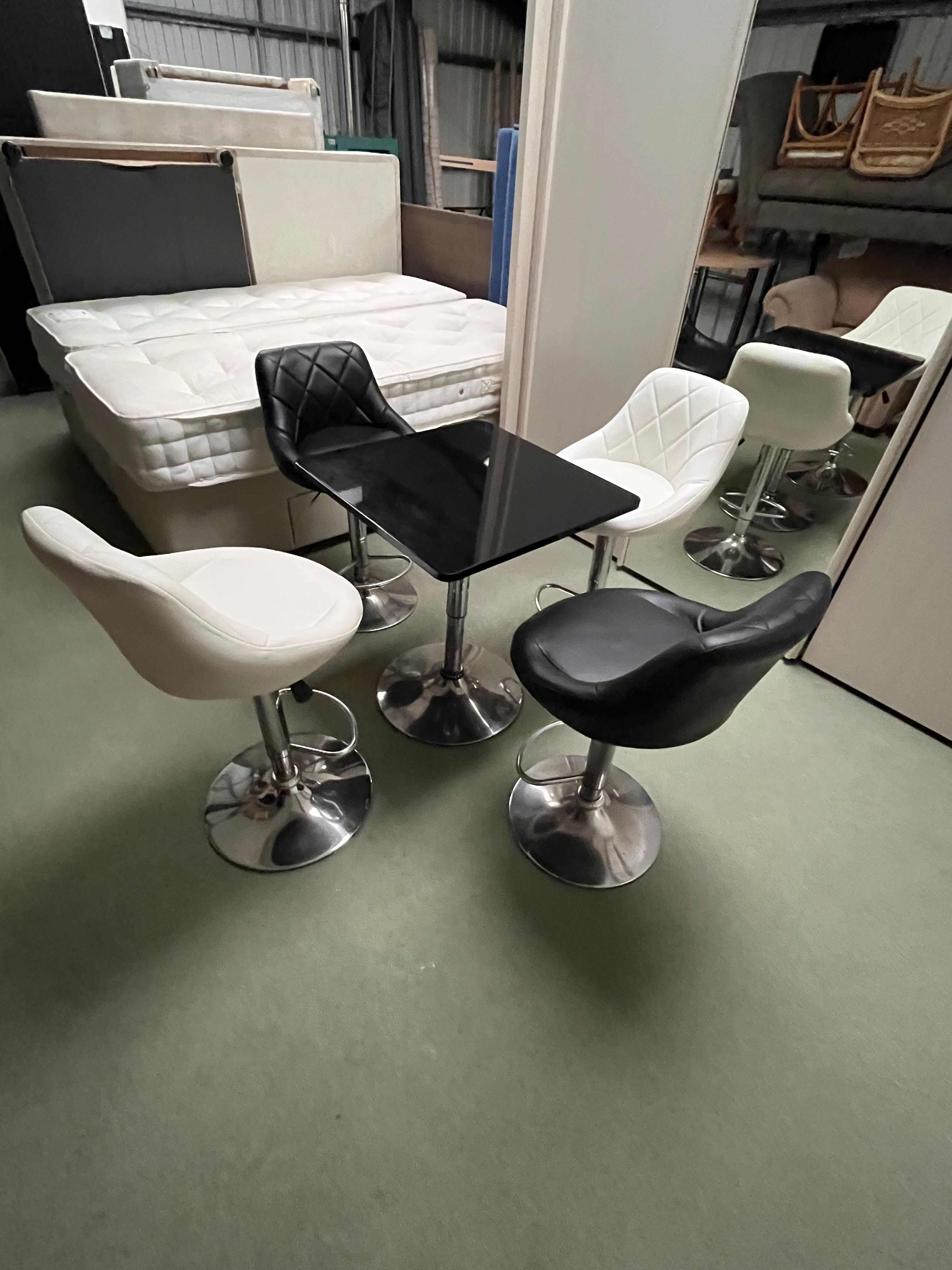 Height adjustable bar stool and table set