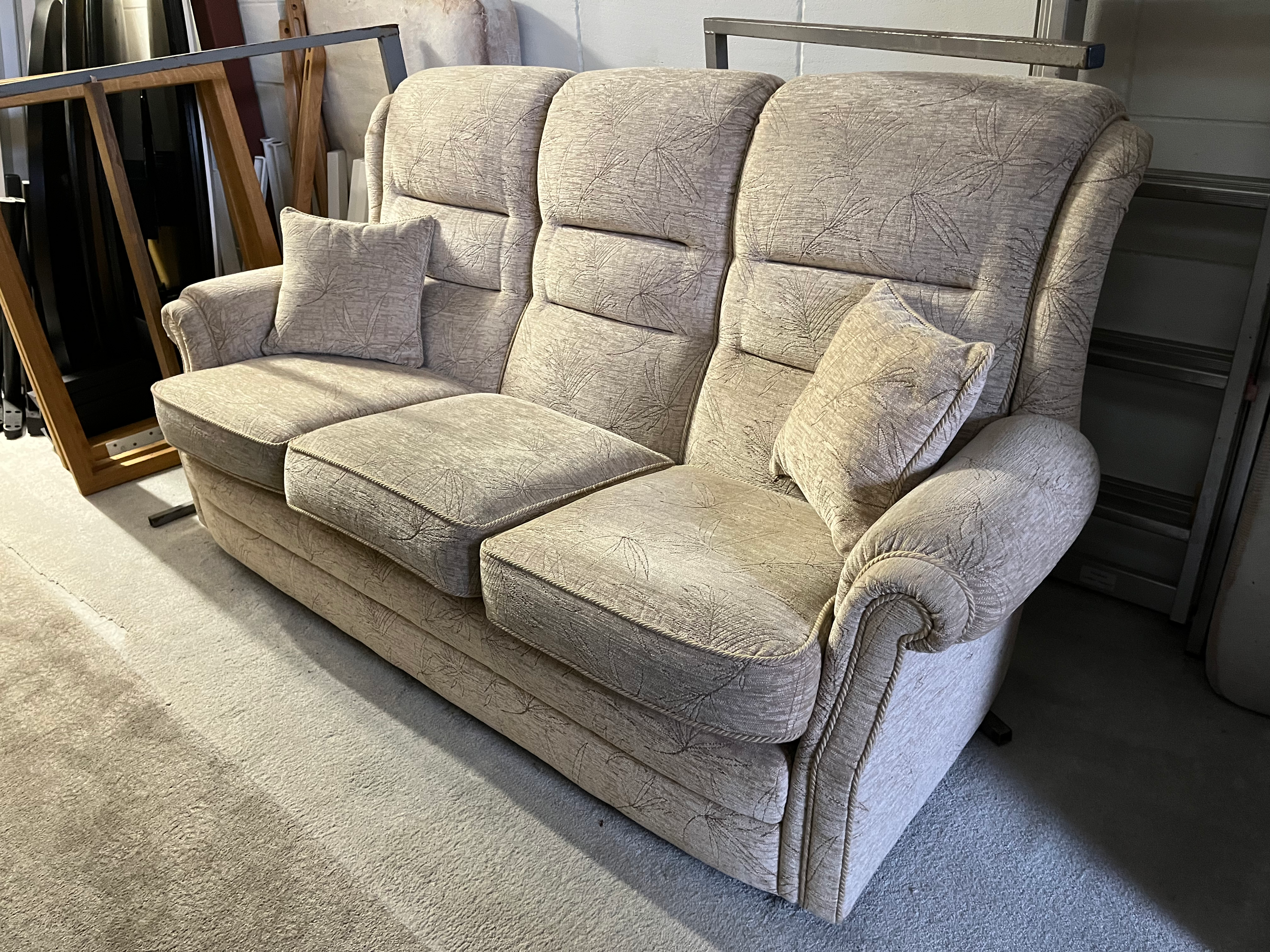 Beige fabric 3 seater sofa