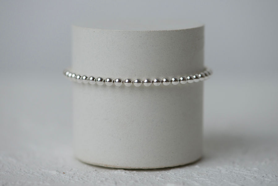 Thumbnail: 4mm Sterling Silver Bead Bracelet