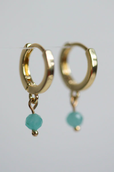 Thumbnail: Amazonite Gold Filled Huggie Earings