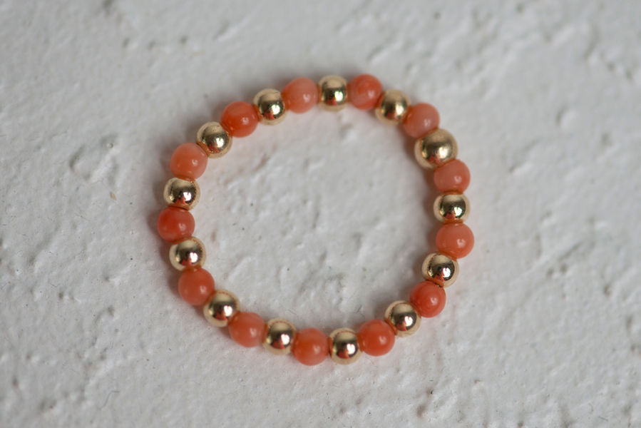 Thumbnail: Coral  & Gold Filled bead ring