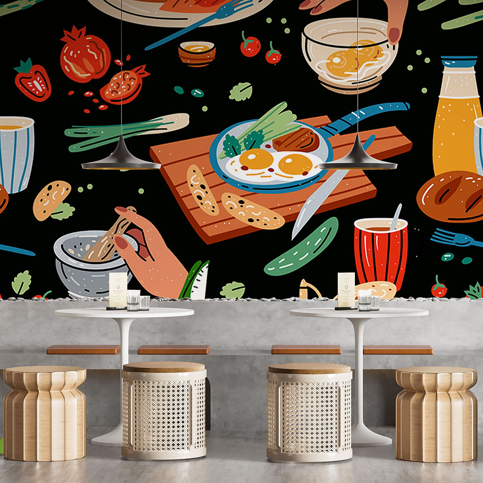 Thumbnail: Colored vector seamless pattern of food and drink
