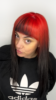 red black balayage hair