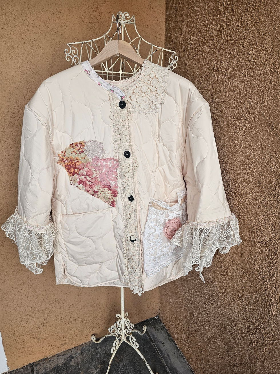Thumbnail: Upcycled vintage sweater jacket free size 