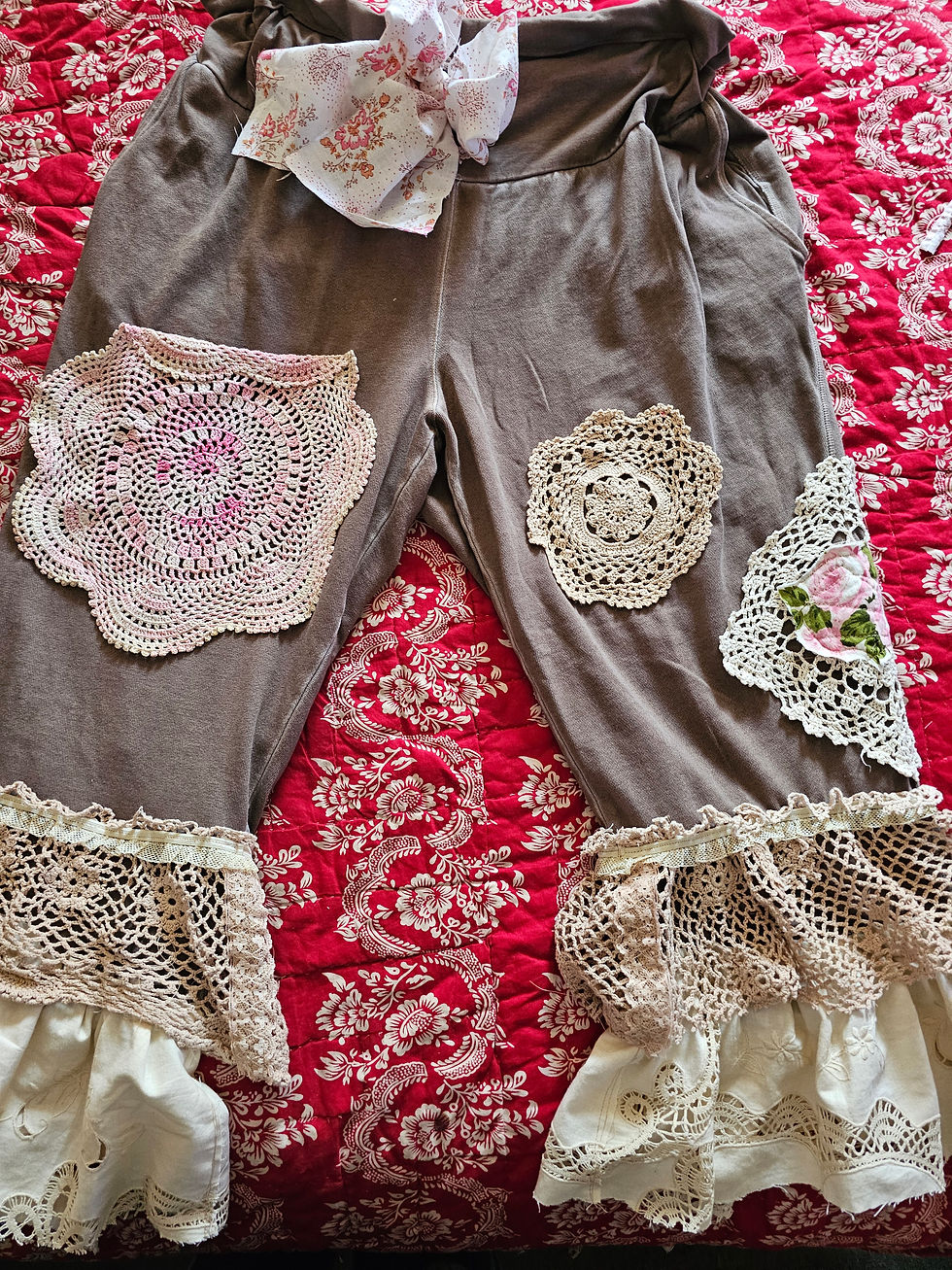 Thumbnail: Upcycled vintage palazzo pants free size 
