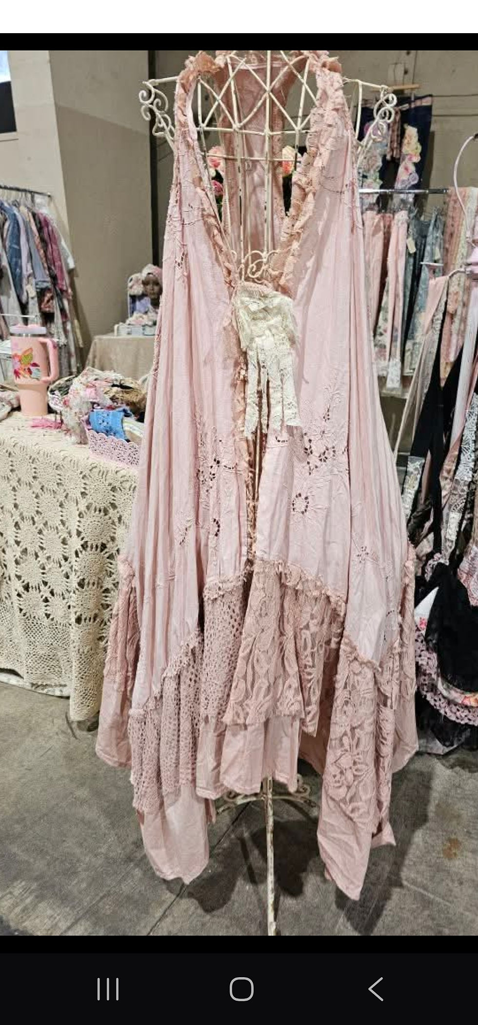 Thumbnail: Upcycled vintage pink tunic free size.