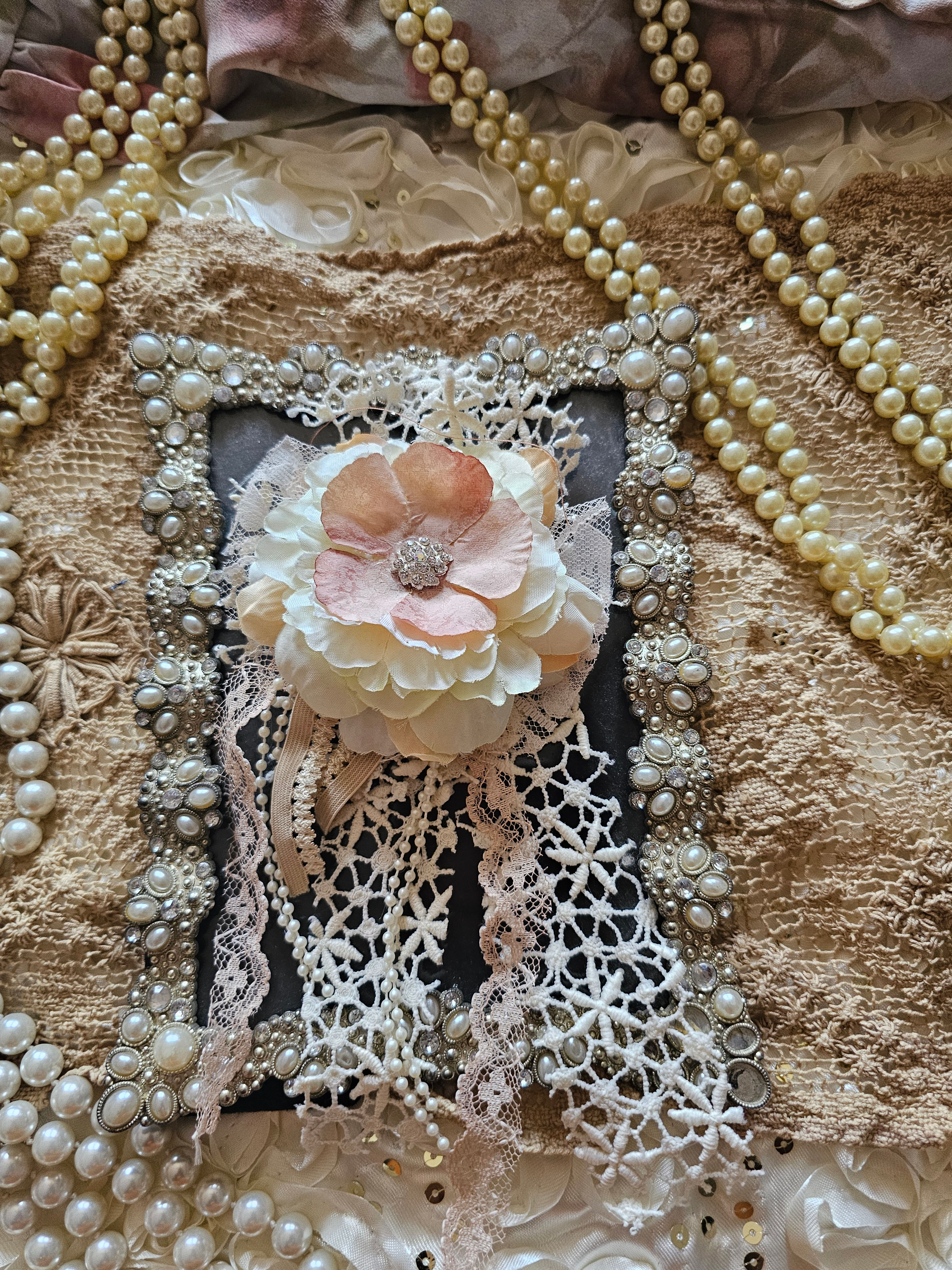 Upcycled vintage flower pin.
