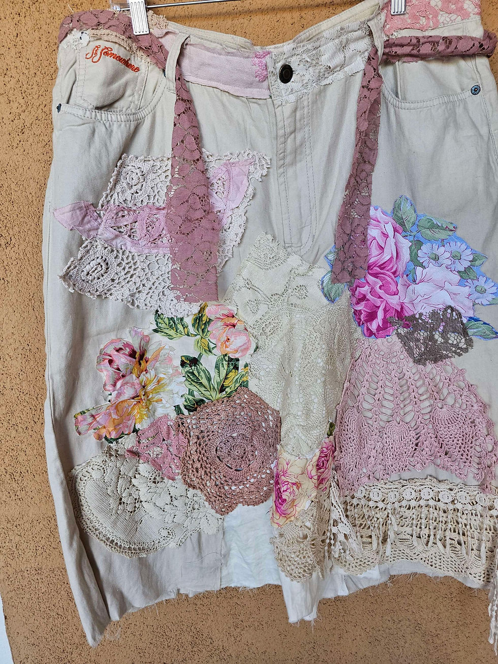 Thumbnail: Upcycled vintage skirts free size she has an adjustable waste