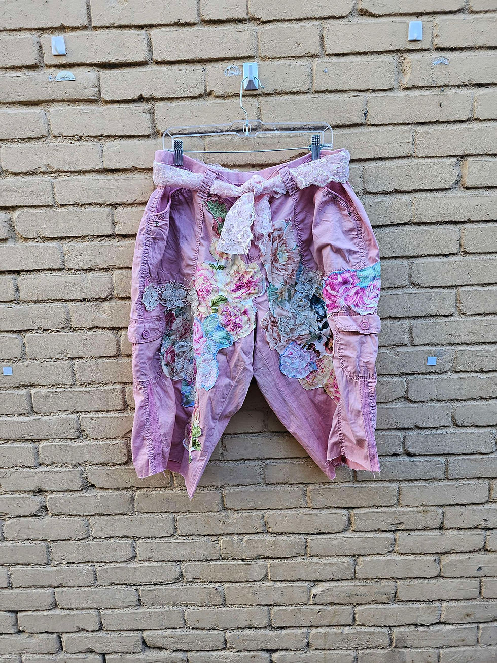 Thumbnail: Upcycled flower pants. Size 24 
