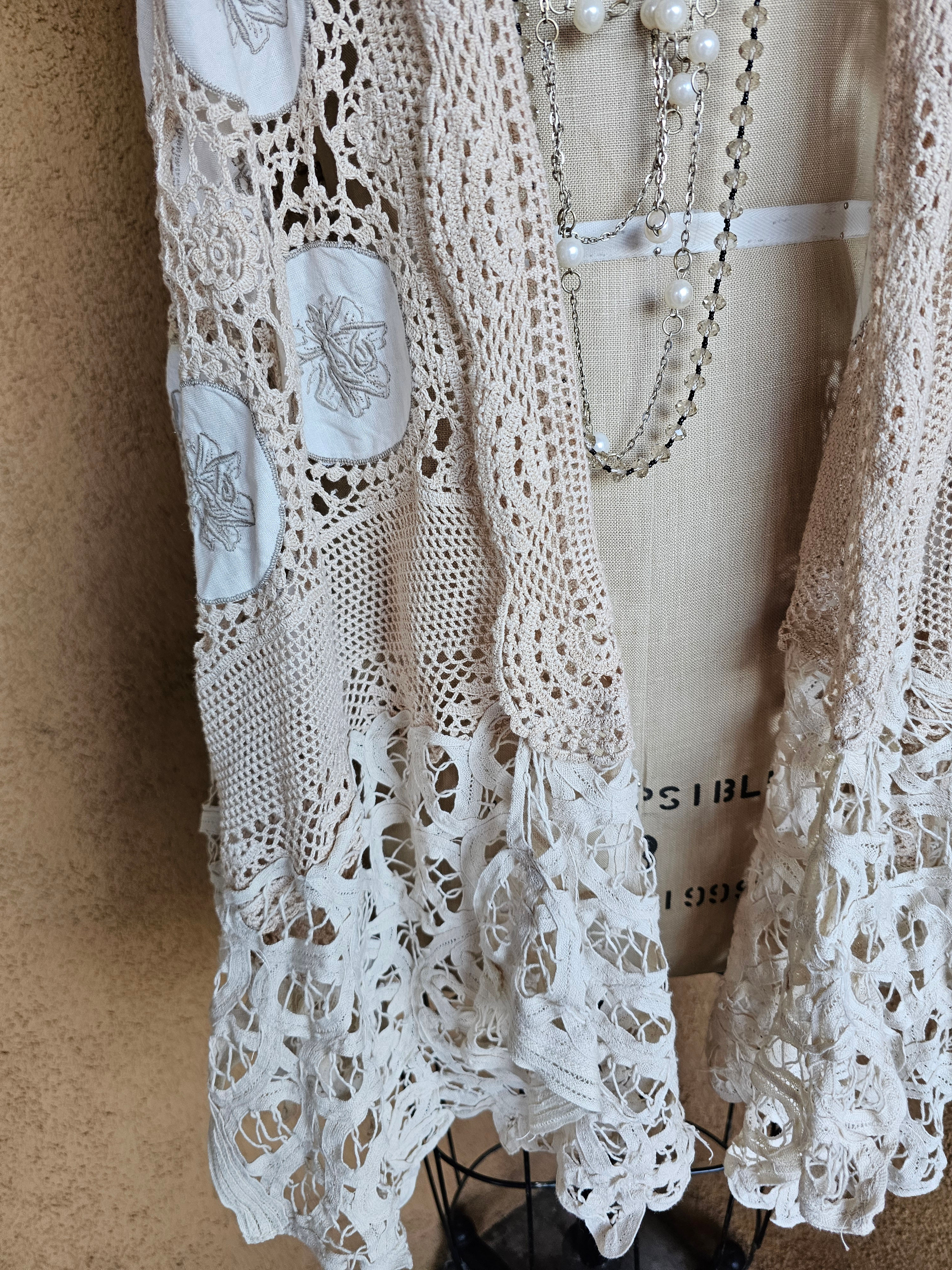 Upcycled vintage boho style adult vest 