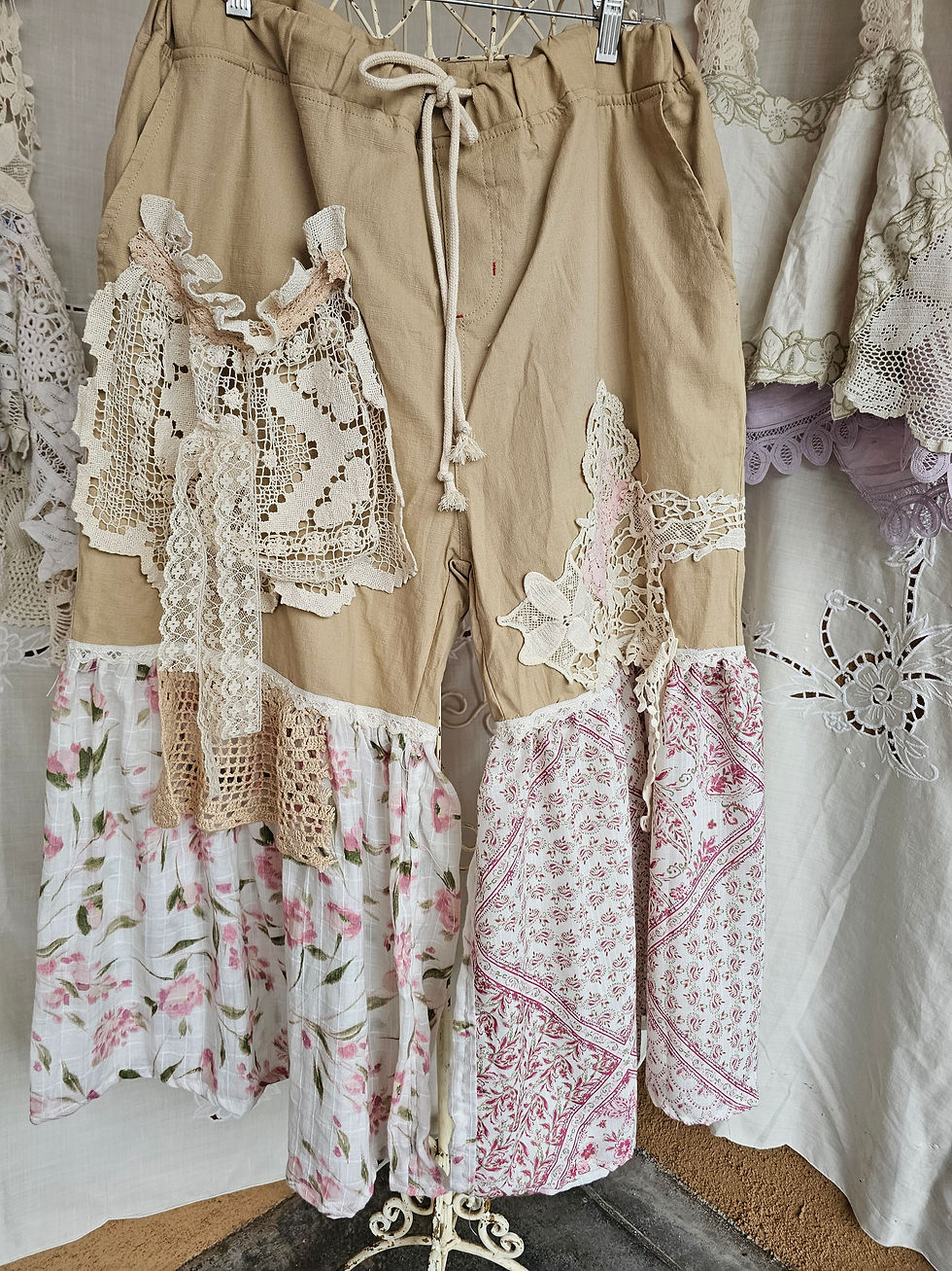Thumbnail: Upsycd vintage, it's one of the kind of Palazzo pants free size.